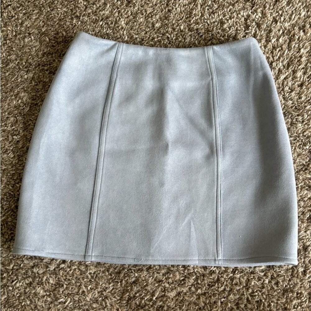 Blue suede skirt